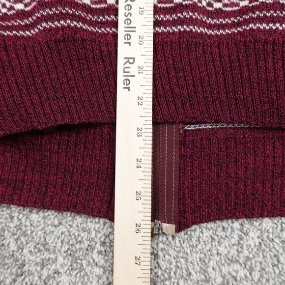 VTG Rob Winter Sweater Mens M Red Nordic Fair Isle Aztec Zip Sweatshirt Jacket - Picture 7 of 8